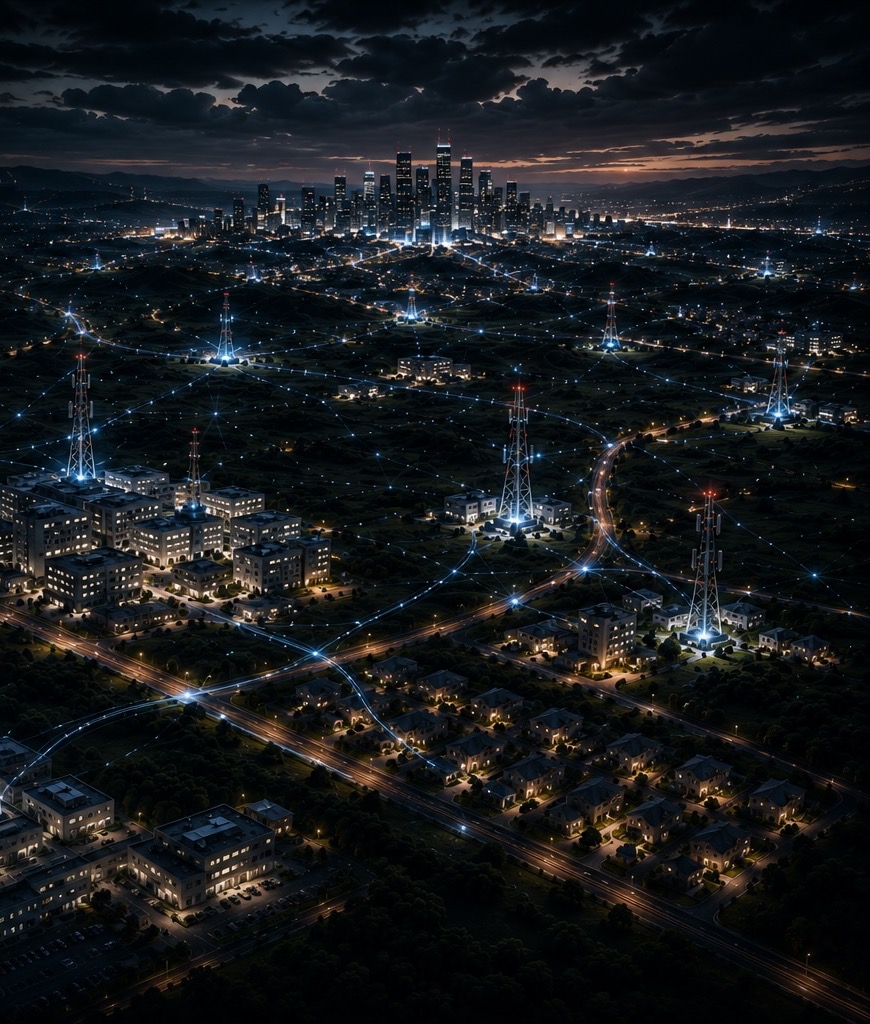 A network linking different locations across a city